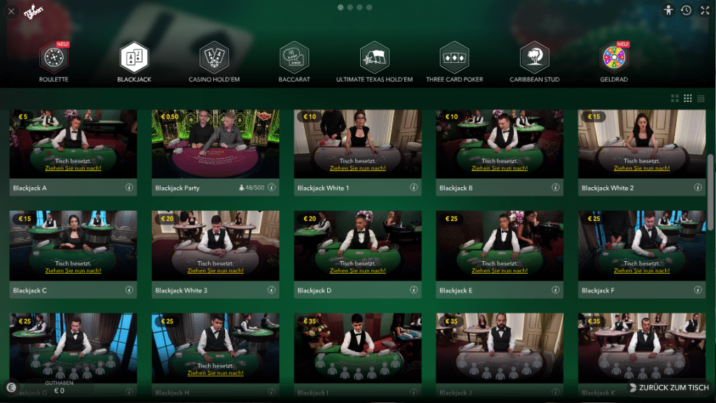 Evolution Black Jack Lobby PC