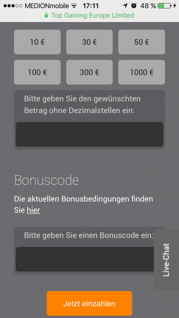 Stake7 mobil Einzahlungen Möglichkeiten