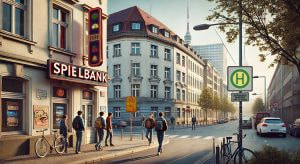 Außenansicht einer Spielhalle in NRW – Diskussion um neue Abstandsregelungen im Glücksspielgesetz