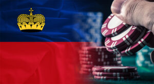 Die Flagge von Liechtenstein und ein geschlossenes Casino