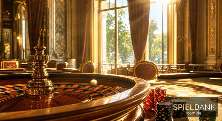 Roulettekessel in einem warm beleuchteten Belle-Époque-Spielsaal mit Chips auf grünem Spieltisch — Sinnbild für die Jubiläen und Sommer-Events der deutschen Spielbanken im Juli 2026.