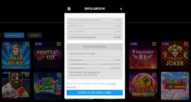 Verifizierung der VISA PIN.