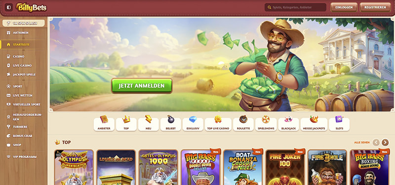 BillyBets casino website