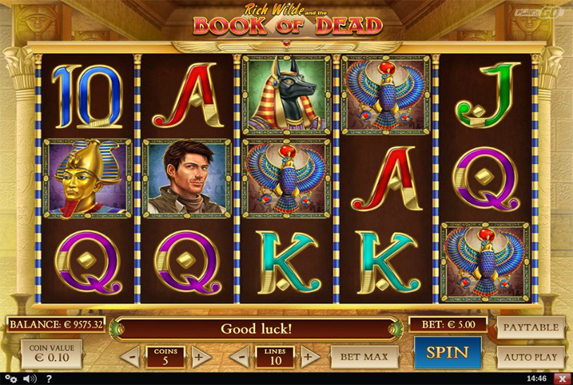 Spielansicht des Book of Dead Online Slots.