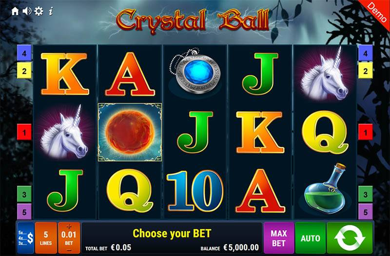 Spielansicht des Crystal Ball Online Slots.