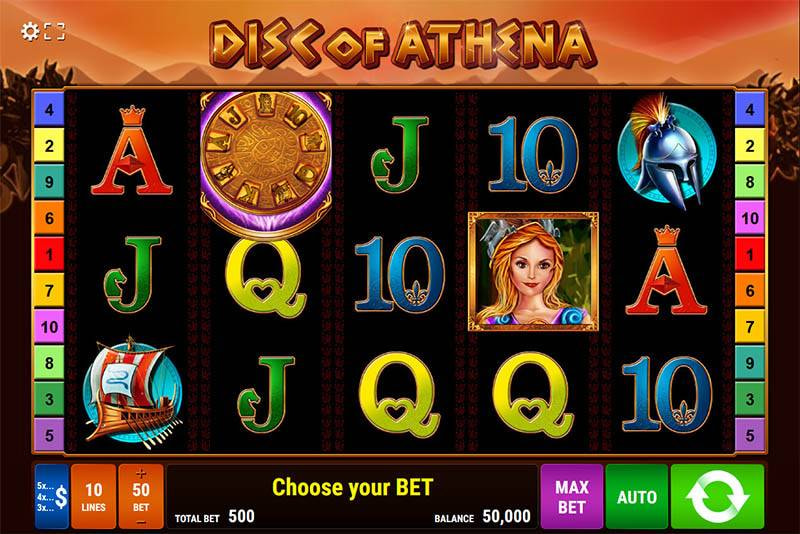 Spielansicht des Disc of Athena Online Slots.
