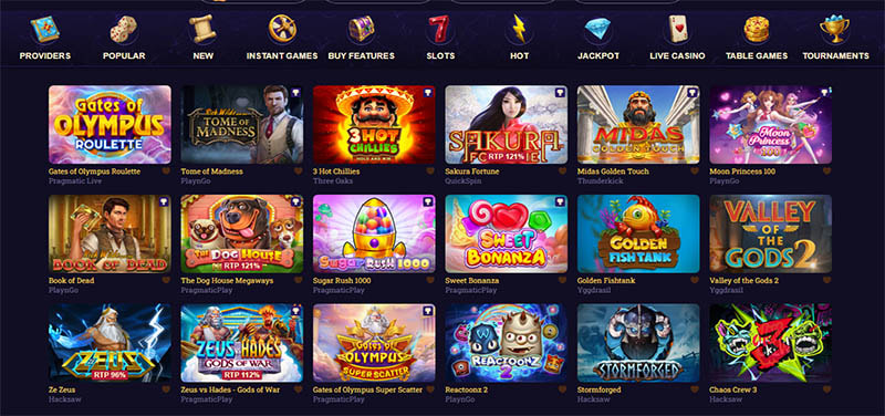 Die Startseite des Emperia Casinos