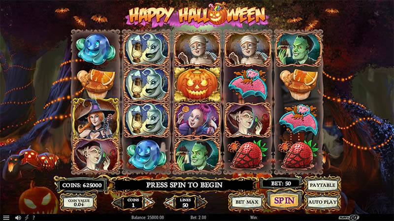 Spielansicht des Happy Halloween Online Slots.