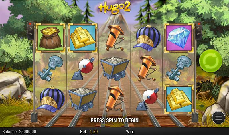 Spielansicht des Hugo 2 Online Slots.