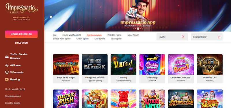 Impressario casino website