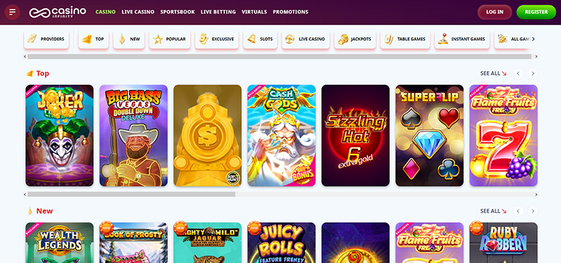 Infinity Casino website