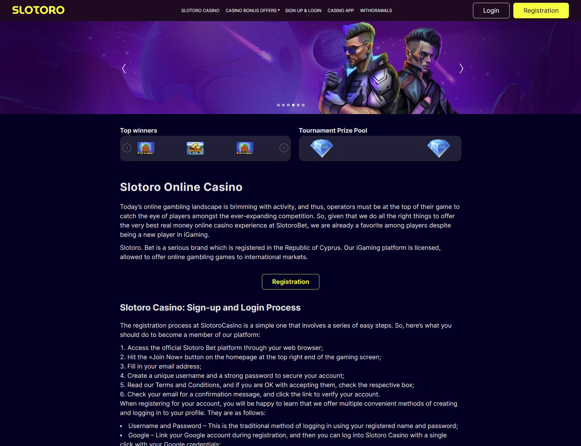 Slotoro Casino website