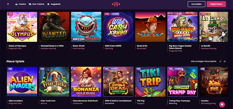 Vegas Now Casino website