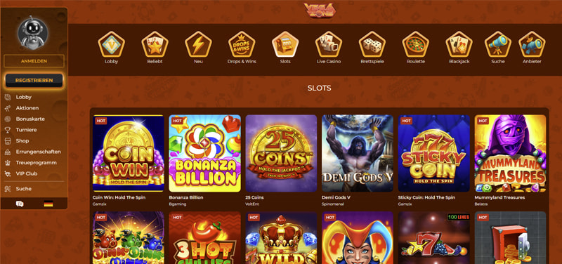 Vegazone Casino website