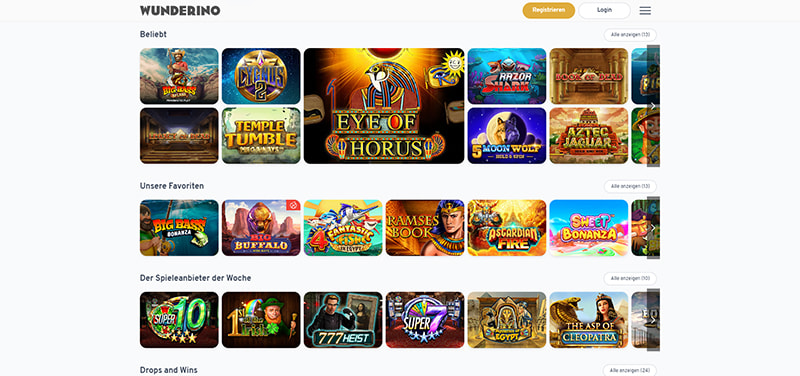 Wunderino casino website