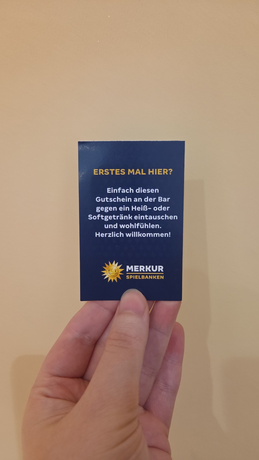 Rückseite des Getränkegutscheins für Gäste beim ersten Besuch