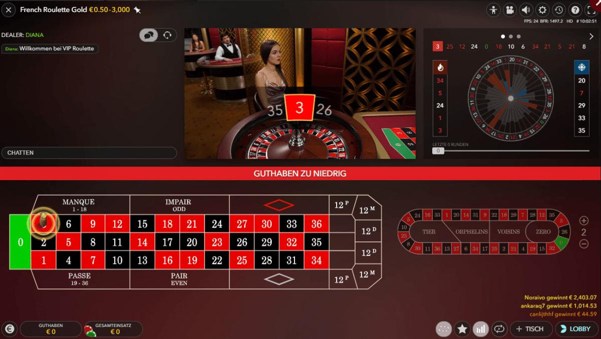French Roulette Gold Spielansicht 2